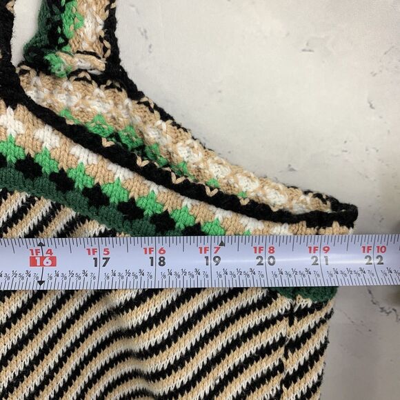 y2k knit Cami Tank Top Womens sz 18 20 2XL Hippy Square Neck crochet Retro Boho - Picture 8 of 10
